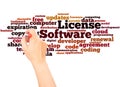 Software License word cloud hand writing concept