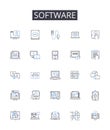 Software line icons collection. Hardware, Technology, Program, Application, Codebase, Platform, System vector and linear