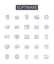 Software line icons collection. Hardware, Technology, Program, Application, Codebase, Platform, System vector and linear