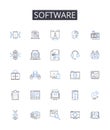 Software line icons collection. Hardware, Technology, Program, Application, Codebase, Platform, System vector and linear