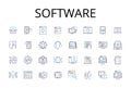 Software line icons collection. Hardware, Technology, Program, Application, Codebase, Platform, System vector and linear