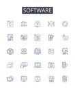 Software line icons collection. Research, Thesis, Writing, Analysis, Literature review, Methodology, Proposal vector and