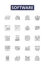 Software line vector icons and signs. Program, App, Software Development, Suite, Operating, Platform, Application, Code Royalty Free Stock Photo