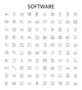 Software outline icons collection. Software, Program, Application, Programing, Code, Software-Development, Operating Royalty Free Stock Photo