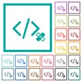Software patch flat color icons with quadrant frames