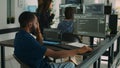Software programer brainstorming ideas to write code and create security program Royalty Free Stock Photo