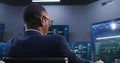 Team of IT technical specialists work in monitoring office Royalty Free Stock Photo