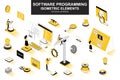 Software programming bundle of isometric elements. Program languages, developer, software engineering, back end development Royalty Free Stock Photo