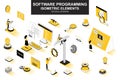 Software programming bundle of isometric elements. Program languages, developer, software engineering, back end development Royalty Free Stock Photo