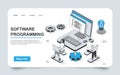 Software programming concept in 3d isometric Royalty Free Stock Photo