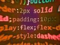 Software source code software background. Programming Coding with editor colorful themes. HTML CSS3 source code on lcd screen with Royalty Free Stock Photo