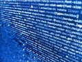 Software source code. Big da. Green is dominant color. Monitor closeup of function source code. Abstract computer script source