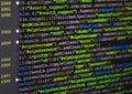 Software source code. Freeware open source project. Developing programming and coding technologies. Software source code. CSS, Jav Royalty Free Stock Photo