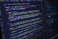 Software source code. Freeware open source project. Developing programming and coding technologies. Software source code. CSS, Jav Royalty Free Stock Photo