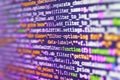 Software source code. Monitor closeup of function source code. Abstract screen of software. Royalty Free Stock Photo
