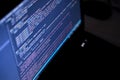 Software source code. Program code. Code on a computer screen. The developer is working on program codes in the office. Royalty Free Stock Photo