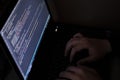 Software source code. Program code. Code on a computer screen. The developer is working on program codes in the office. Royalty Free Stock Photo