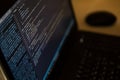 Software source code. Program code. Code on a computer screen. The developer is working on program codes in the office. Royalty Free Stock Photo