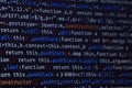 Software source code. Programming code. Programming code on computer screen. Developer working on program codes in office. Source Royalty Free Stock Photo