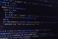 Software source code. Programming code. Programming code on computer screen. Developer working on program codes in office. Source Royalty Free Stock Photo