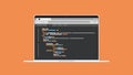 Software source programming code on laptop screen developing coding concept horizontal