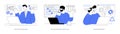 Software support line isolated cartoon vector illustrations se