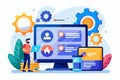 Software systems maintenance and error resolution activities on digital devices, software systems and maintenance, website errors Royalty Free Stock Photo