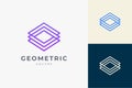 Software or techno logo in abstract rhombus shape technology