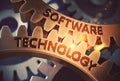 Software Technology on Golden Cog Gears. 3D Illustration.