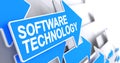 Software Technology - Inscription on Blue Pointer. 3D.