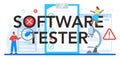 Software tester typographic header. Application or website code test