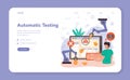 Software tester web banner or landing page. Application or website code