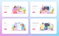 Software tester web banner or landing page set. Application or website Royalty Free Stock Photo