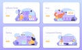 Software tester web banner or landing page set. Application or website Royalty Free Stock Photo
