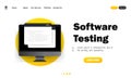 Software testing banner. Development, programming, coding on computer illustration. Vector on isolated white background. EPS 10 Royalty Free Stock Photo