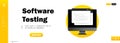 Software testing banner. Development programming coding on computer illustration. Vector on isolated white background. EPS 10
