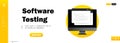 Software testing banner. Development  programming  coding on computer illustration. Vector on isolated white background. EPS 10 Royalty Free Stock Photo