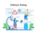 Software testing concept. Application or website code test process.