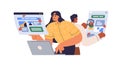 Software testing concept. QA team finding, searching, looking for bugs, errors in program, system. Testers in Quality Royalty Free Stock Photo