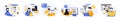 Software testing concept set in flat web design. Collection with people searching bugs in program code, fixing mistakes Royalty Free Stock Photo
