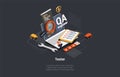 Software Testing Concept. Software Tester Testing Programs, Debugging And Make Functional Test. Software Quality Royalty Free Stock Photo