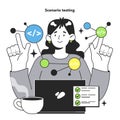 Software testing and debugging. IT specialist searching for bugs using Royalty Free Stock Photo