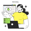 Software testing and debugging. IT specialist searching for bugs using Royalty Free Stock Photo