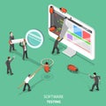 Software testing flat isometric vector concept. Royalty Free Stock Photo