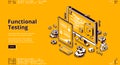 Software testing isometric banner, functional test Royalty Free Stock Photo