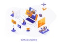 Software testing isometric web banner. Royalty Free Stock Photo
