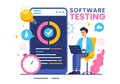 Software Testing Vector Illustration featuring Application Engineering, Debugging Development Process, Programming, and Coding Royalty Free Stock Photo