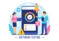 Software Testing Vector Illustration featuring Application Engineering, Debugging Development Process, Programming, and Coding Royalty Free Stock Photo