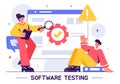 Software Testing Vector Illustration featuring Application Engineering, Debugging Processes, Development Workflow, Programming,
