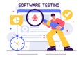 Software Testing Vector Illustration featuring Application Engineering, Debugging Processes, Development Workflow, Programming,
